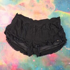ONeill Black Pom Pom Trim Smocked Waist Beach Shorts